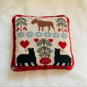 Embroidered Christmas Decorative Accent Pillow